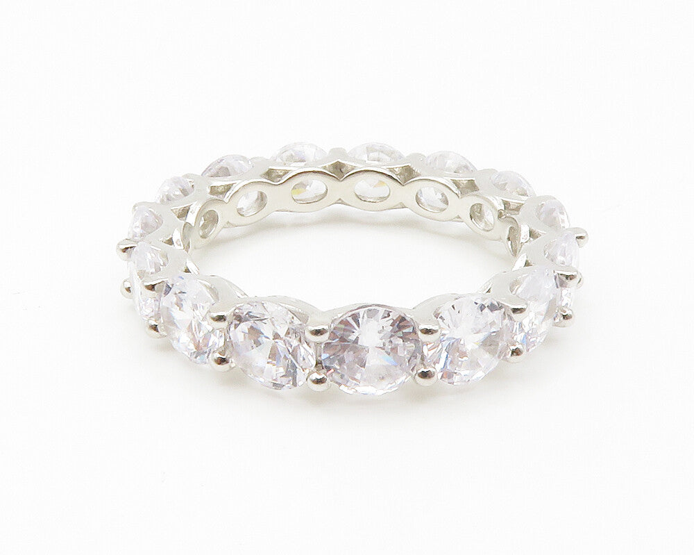 925 Sterling Silver  Sparkling Cubic Zirconia Eternity Ring Sz 9.5  RG14943