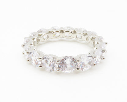 925 Sterling Silver  Sparkling Cubic Zirconia Eternity Ring Sz 9.5  RG14943