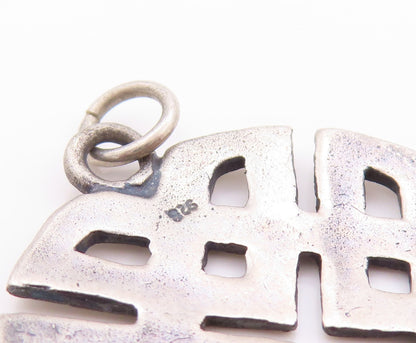 925 Sterling Silver Vintage Pendant Cutout Circle Of Celtic Knots PT24179