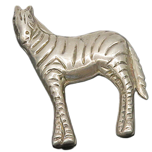 DESIGNER 925 Silver  Vintage Hollow Zebra Animal Motif Brooch Pin  BP7149