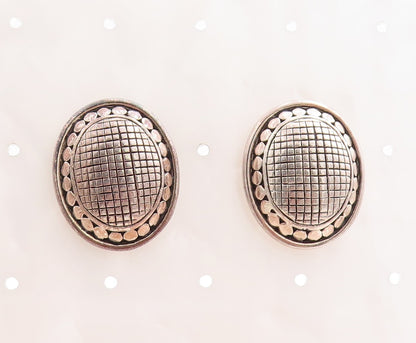 925 Sterling Silver Vintage Earrings AIRESS Bead Border Checks Etched  EG13274