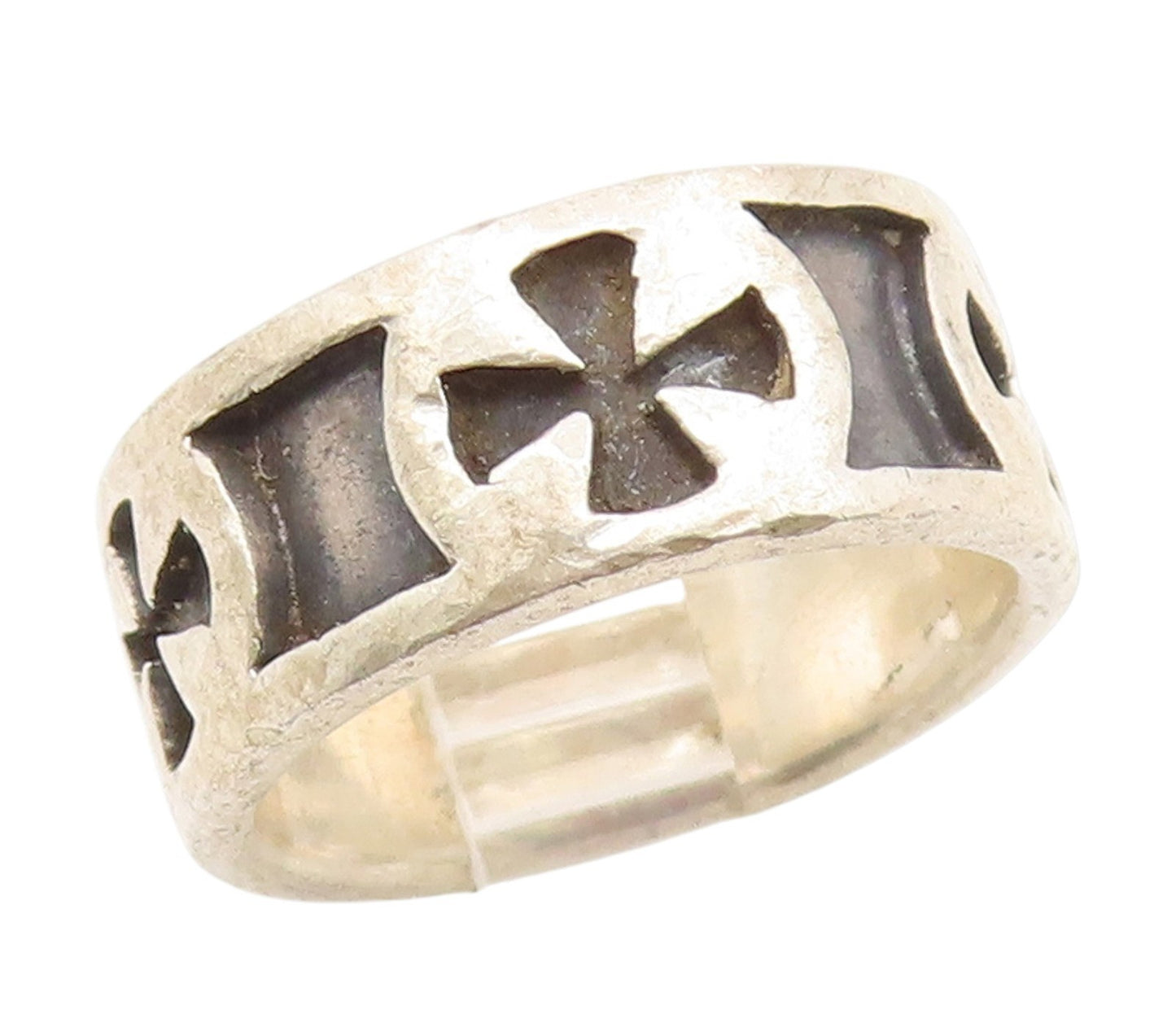 925 Sterling Silver Vintage Ring Religious Cross Cutout Band  Sz 5.5  RG35155