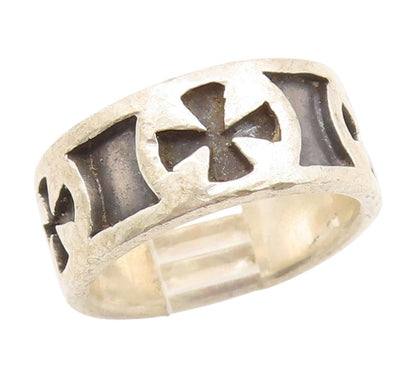 925 Sterling Silver Vintage Ring Religious Cross Cutout Band  Sz 5.5  RG35155