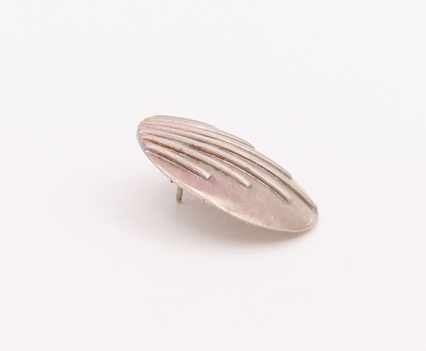 925 Sterling Silver Vintage Earrings Minimalist Round Grooved Lines  EG12919