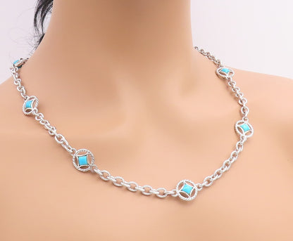 925 Sterling Silver Vintage Necklace JUDITH RIPKA Gemstone Twisted Rope  NE4926