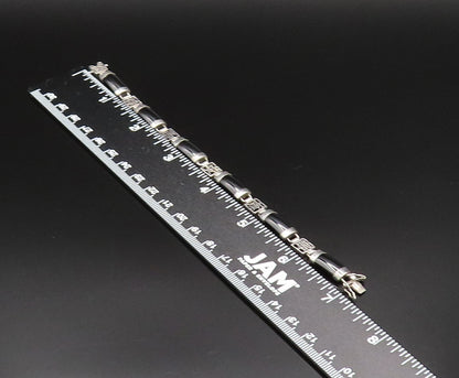 925 Sterling Silver Vintage Curved Black Onyx Bar & Characters Bracelet BT9508