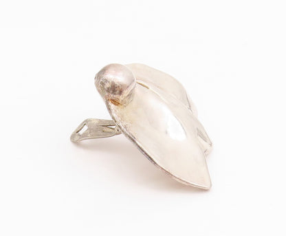 925 Sterling Silver Vintage Earrings Designer Large Puffed Leaves  EG13660