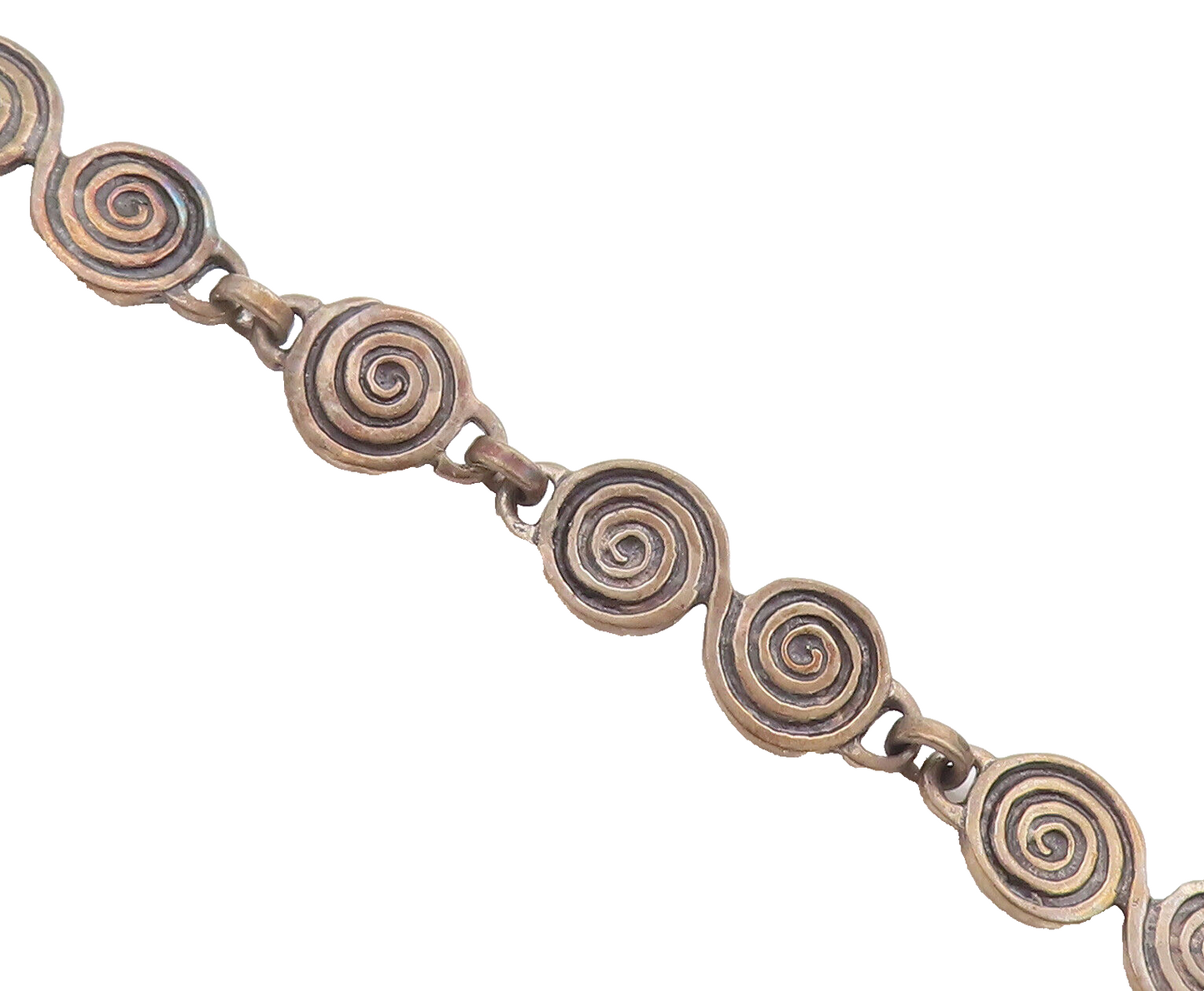 925 Sterling Silver Vintage Bracelet Solid Etched Spiral Linked Coils  BT10282