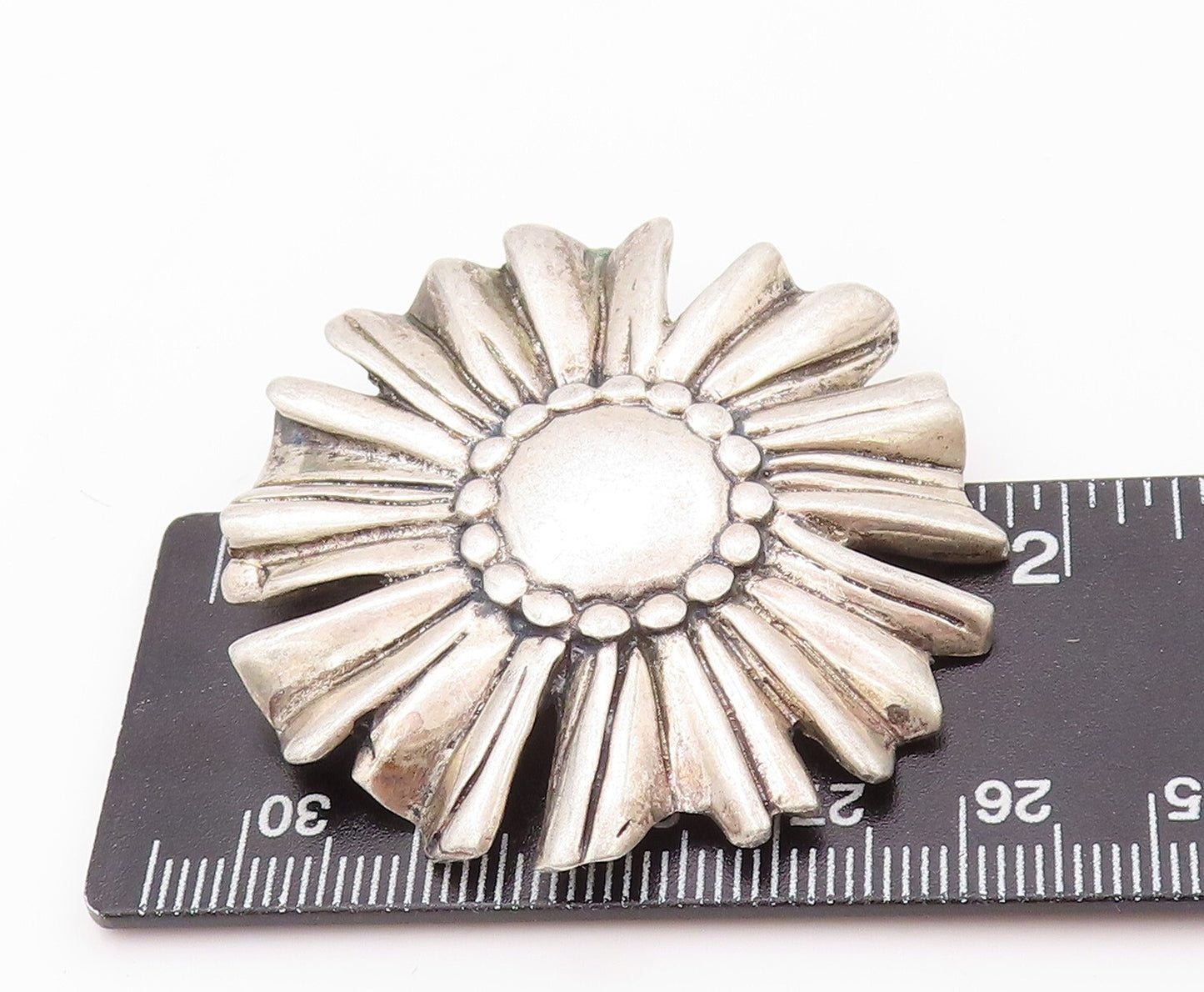 925 Sterling Silver Vintage Brooch Pin MEXICO Brutalist Carved Flower  BP11173
