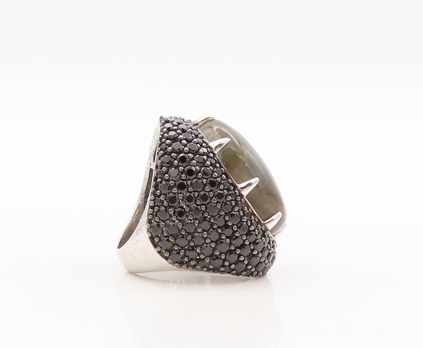 925 Sterling Silver Vintage Ring Oval Alexandrite & Spinel Inlay  Sz 6  RG29390
