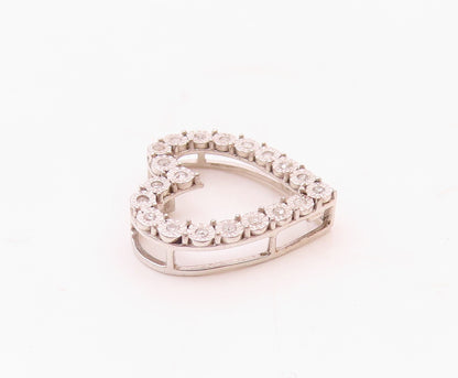 925 Sterling Silver  Vintage Genuine Diamonds Open Love Heart Pendant  PT20060