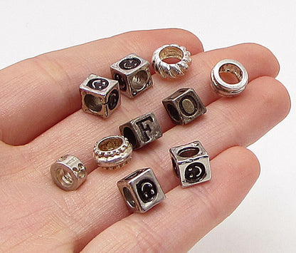 925 Sterling Silver  Vintage F O Initial Blocks & Smiley Disney Charms  TR1001