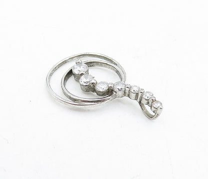 925 Sterling Silver  Vintage Graduated Cubic Zirconia Circles Pendant  PT3676