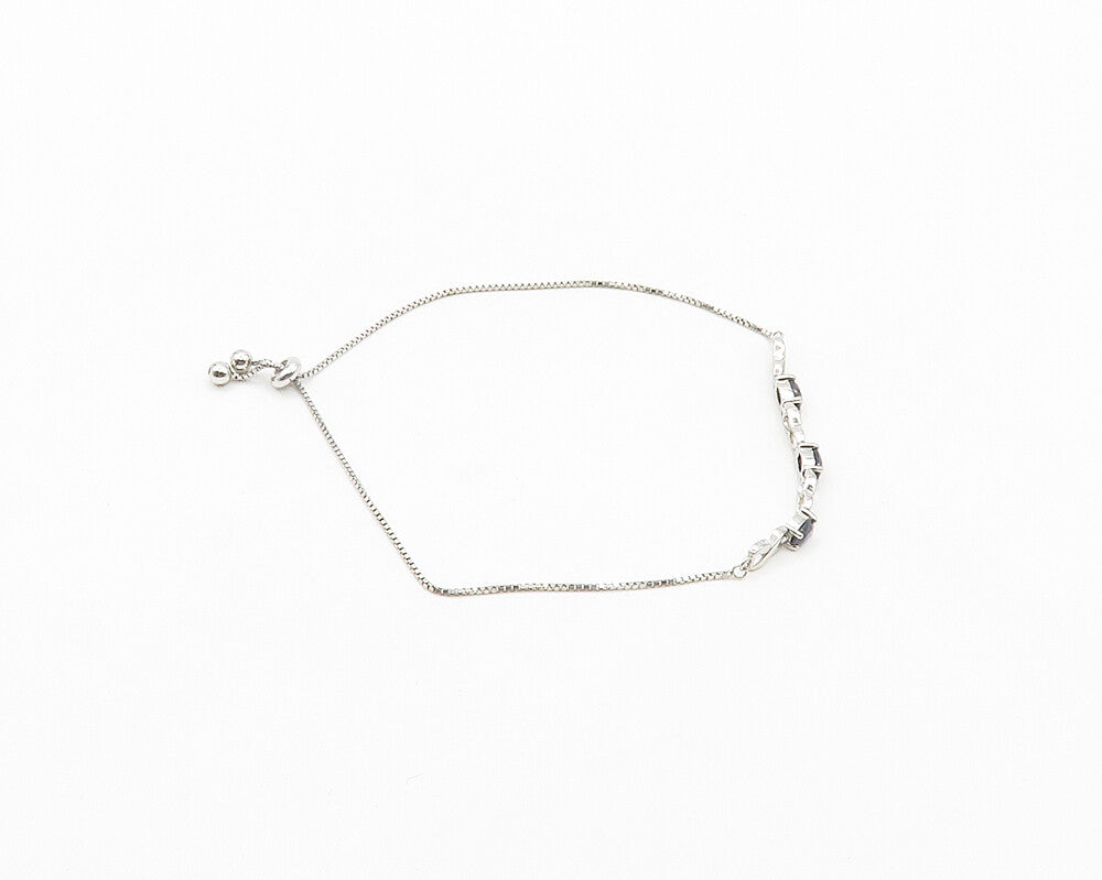 925 Silver  Vintage Sapphire Shiny XO Hugs & Kisses Chain Bracelet  BT7890