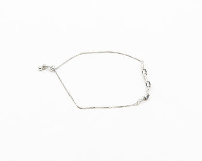 925 Silver  Vintage Sapphire Shiny XO Hugs & Kisses Chain Bracelet  BT7890