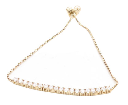 Gold Over 925 Silver  Cubic Zirconia Adjustable Child Box Chain Bracelet BT1103