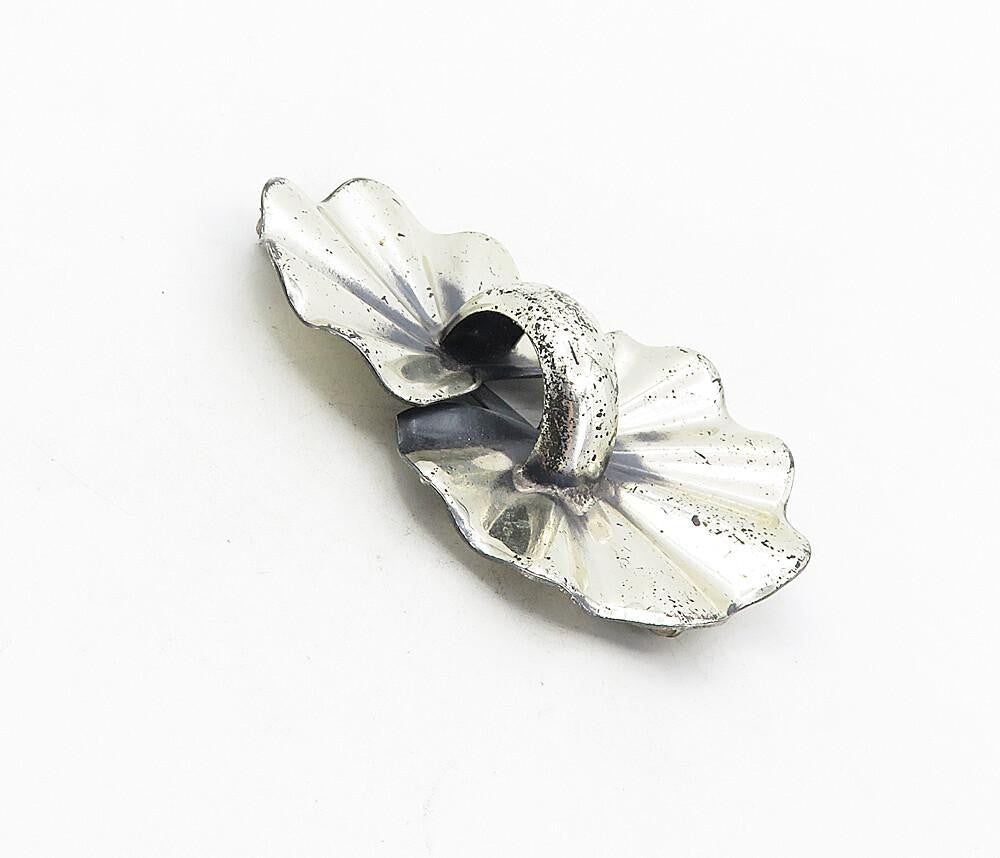 MONET 925 Sterling Silver  Vintage Shiny Modernist Design Brooch Pin  BP3200