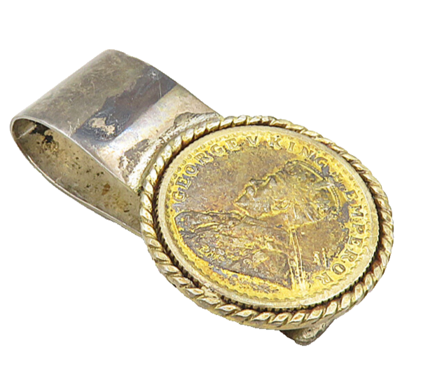 925 Sterling Silver  Vintage Antique George King Emperor Tie Clip  TR1516