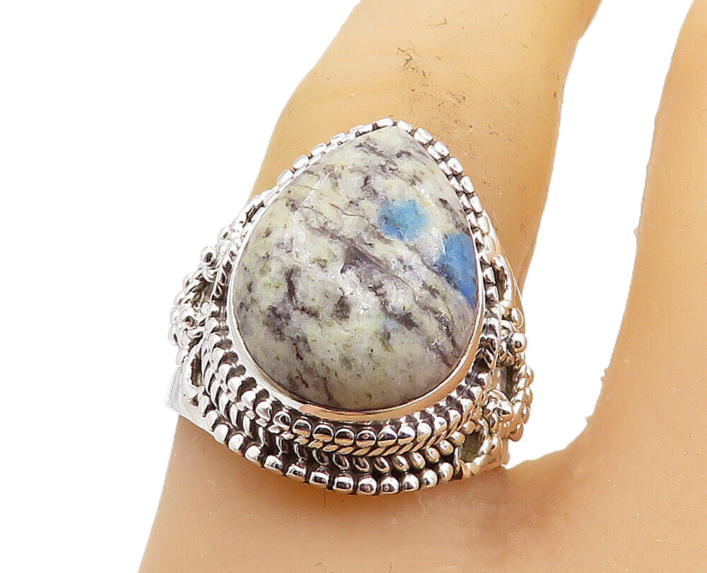 925 Sterling Silver  Cabochon Cut Dendrite Agate Cocktail Ring Sz 8  RG8014