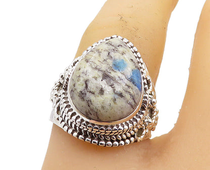 925 Sterling Silver  Cabochon Cut Dendrite Agate Cocktail Ring Sz 8  RG8014