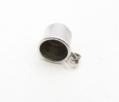 925 Sterling Silver  Vintage Petite Shiny Baby Etched Cup Pendant  PT6925