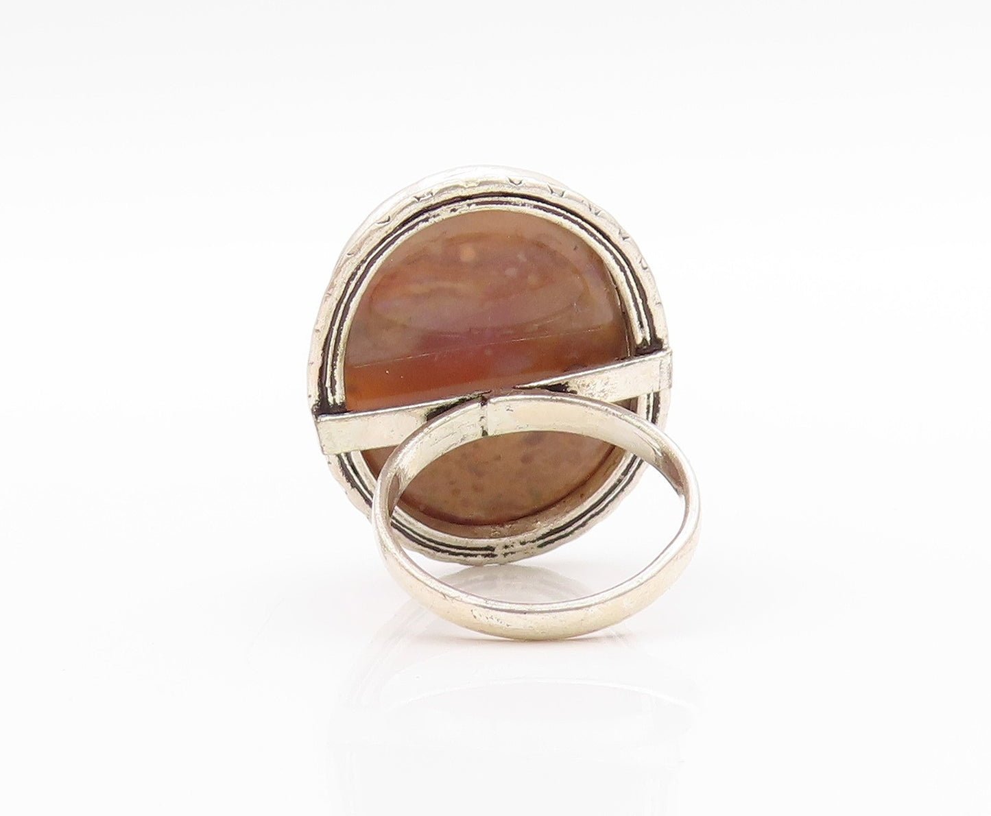 925 Sterling Silver Vintage Ring Large Cabochon Oval Gemstone  Sz 7  RG33320