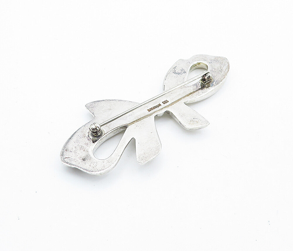 BAYANIHAN 925 Sterling Silver  Vintage Shiny Bow Tied Ribbon Brooch Pin BP2668