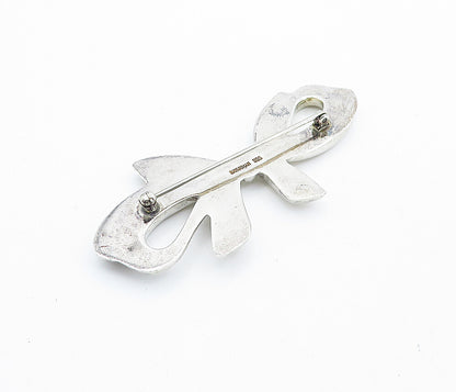 BAYANIHAN 925 Sterling Silver  Vintage Shiny Bow Tied Ribbon Brooch Pin BP2668