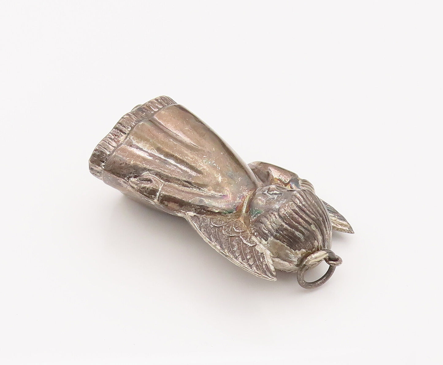 925 Sterling Silver  Vintage Large Puffy Tooth Fairy Angel Pendant  PT22102