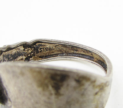 925 Sterling Silver  Vintage Carved Bypass Band Ring Sz 6  RG3334