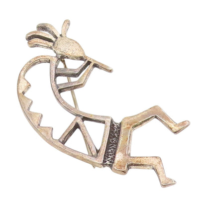 925 Sterling Silver Vintage Brooch Pin SOUTHWESTRN Flute Player Outline  BP12175