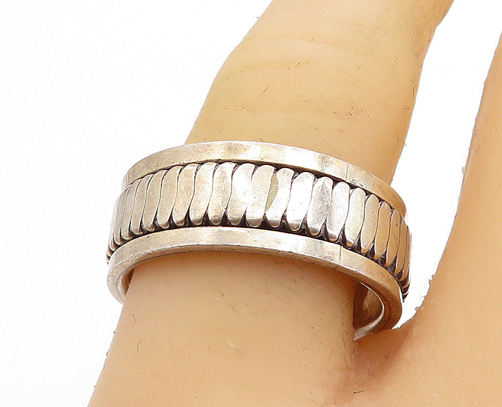 925 Sterling Silver Vintage Shiny Fluted Band Spinner Ring Sz 9.5 RG6360
