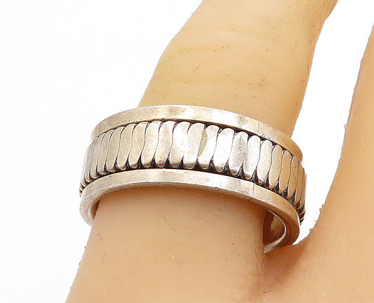 925 Sterling Silver Vintage Shiny Fluted Band Spinner Ring Sz 9.5 RG6360