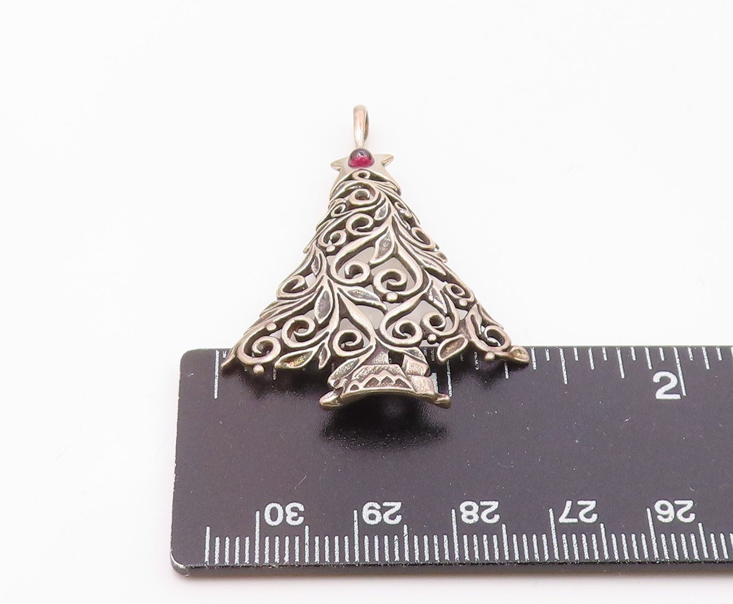 JEZ 925 Silver  Vintage Openwork Tourmaline Christmas Tree Pendant  PT21474