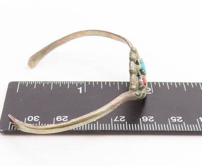 925 Sterling Silver Vintage Bracelet RONALD TOM NAVAJO Turquoise Cuff  BT11999