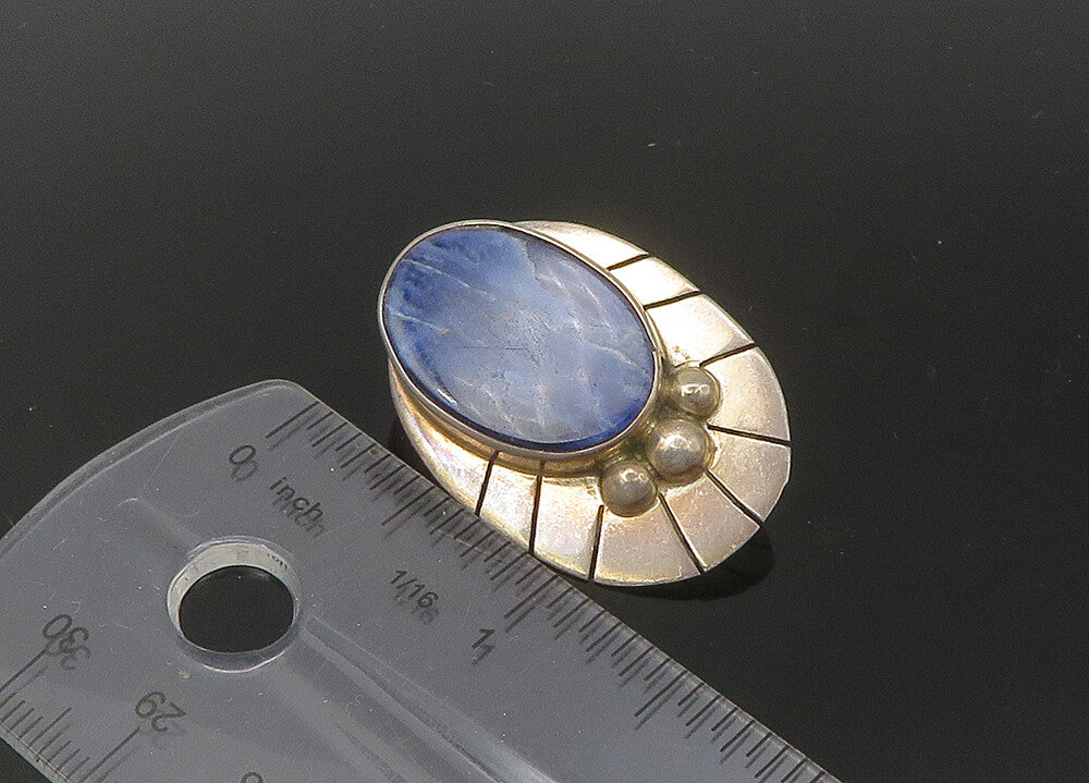 MEXICO 925 Sterling Silver  Vintage Sodalite Non Pierce Drop Earrings  EG11011