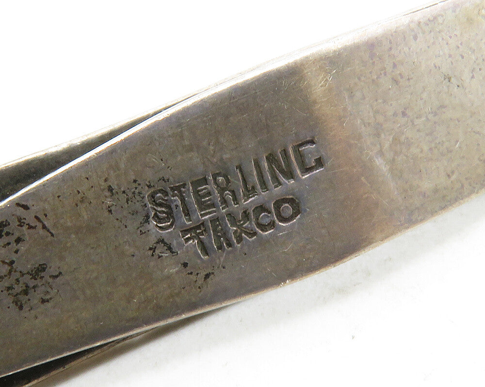 TAXCO 925 Sterling Silver  Vintage Chiseled Dotted Pattern Tie Clip  TR1952