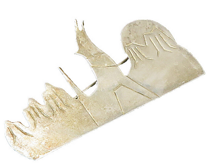 925 Sterling Silver  Vintage Howling Wolf In The Woods Brooch Pin  BP9356