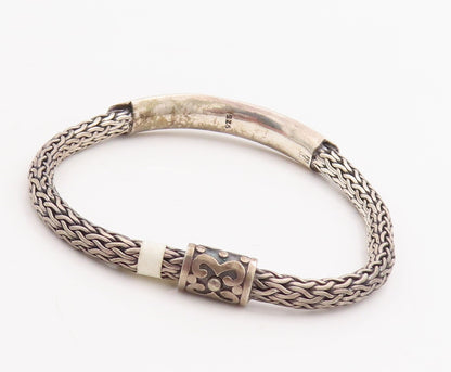 925 Sterling Silver Vintage Bracelet Solid Cutout Designs Breaded Band  BT10678