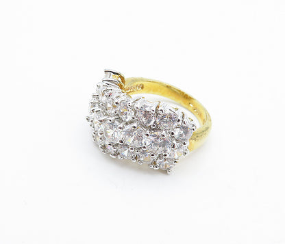 925 Sterling Silver  Cubic Zirconia Gold Plated Shiny Band Ring Sz 6  RG4347