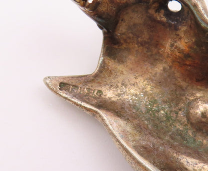 925 Sterling Silver  Vintage Carved Topaz Horse Head Brooch Pin  BP9640