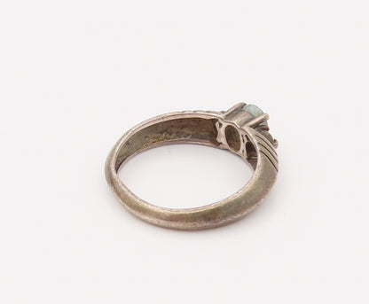 925 Sterling Silver Vintage Minimalist CZ with Side Stones Ring Sz 6.5 RG26622