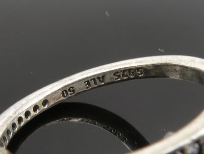 PANDORA 925 Silver  Vintage Cubic Zirconia Solitaire Ring Sz 5.5  RG24090