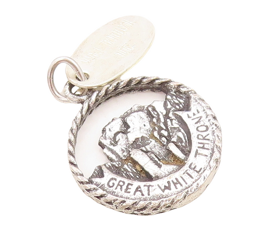 925 Sterling Silver Vintage Pendant Dark Tone Great White Throne Cutout PT23859