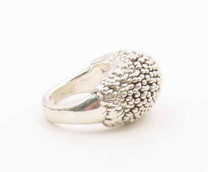 925 Sterling Silver Vintage Ring ISRAEL Modernist Beaded Dome  Sz 8.5  RG36468