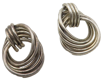 925 Sterling Silver  Vintage Dark Tone Modernist Drop Earrings  EG8260