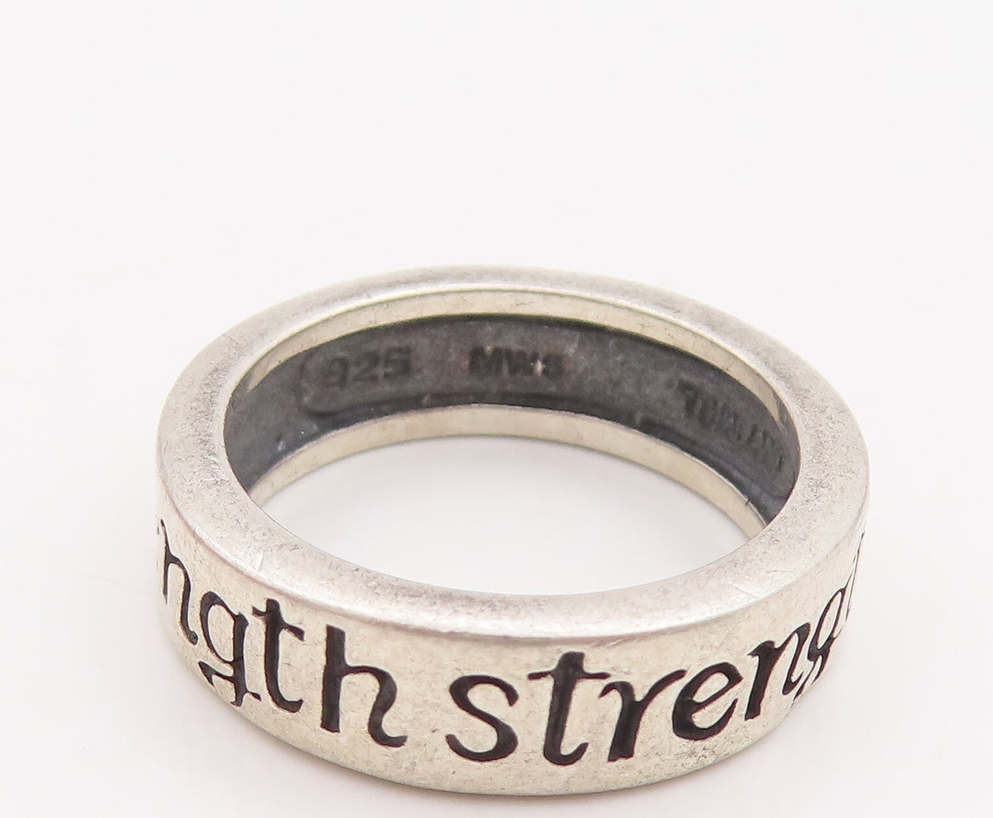 925 Sterling Silver Vintage Ring Minimalist Solid Etched Strength  Sz 6  RG28754