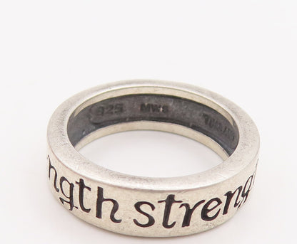 925 Sterling Silver Vintage Ring Minimalist Solid Etched Strength  Sz 6  RG28754