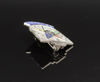 925 Sterling Silver  Vintage Enamel Order Of Eastern Star Brooch Pin  BP9558