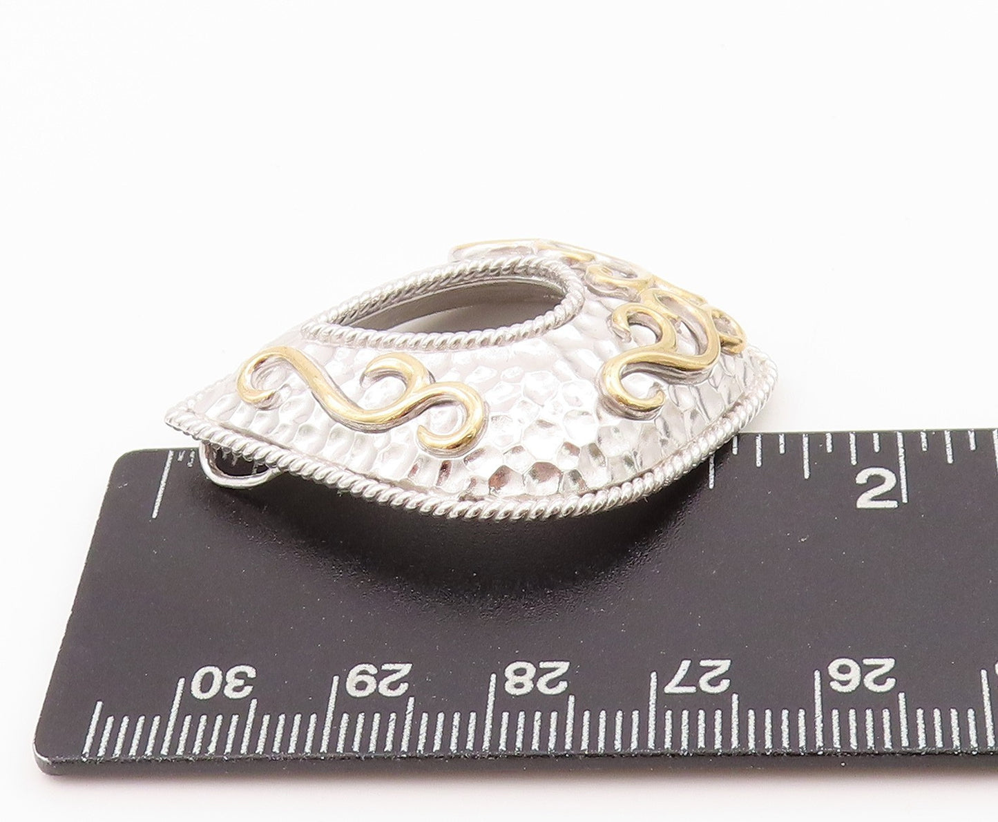 925 Sterling Silver Vintage Pendant Designer Swirly Carved Drop Shape  PT24330